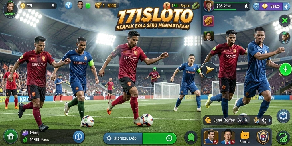Tangkapan layar dari gameplay seru 171SLOT di lapangan sepak bola.