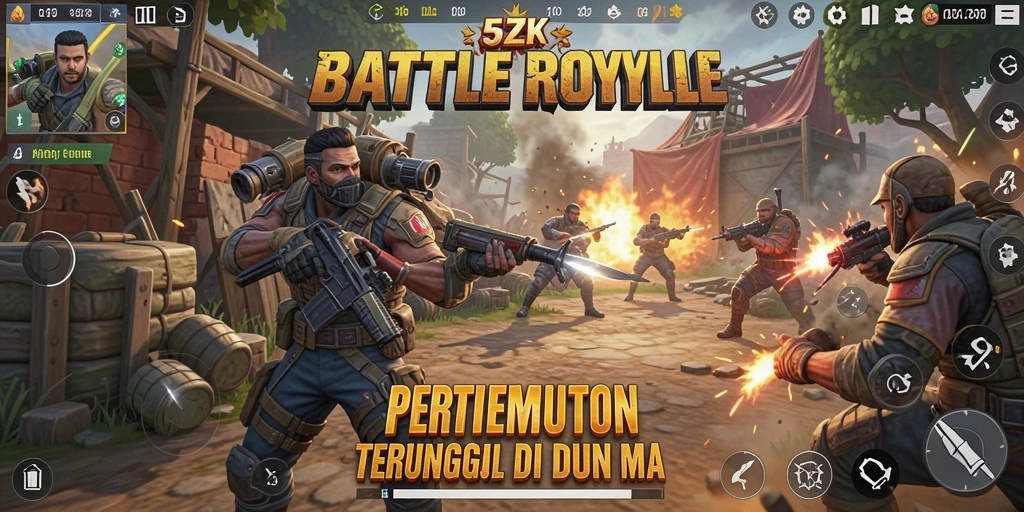 Tangkapan layar dari gameplay mendebarkan di 5ZK Battle Royale.