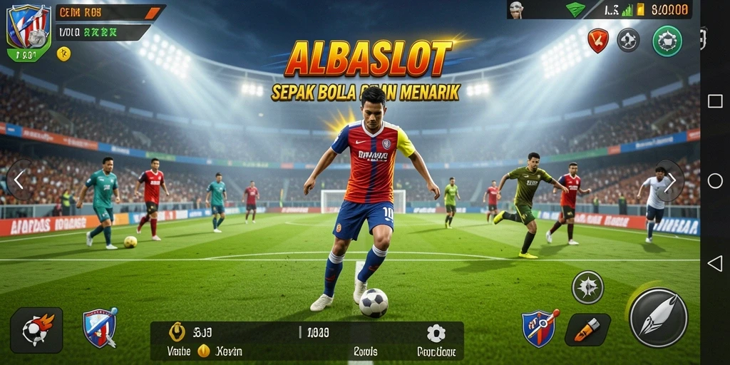 Tangkapan layar gameplay <strong>ALBASLOT</strong> yang menampilkan aksi sepak bola menarik.