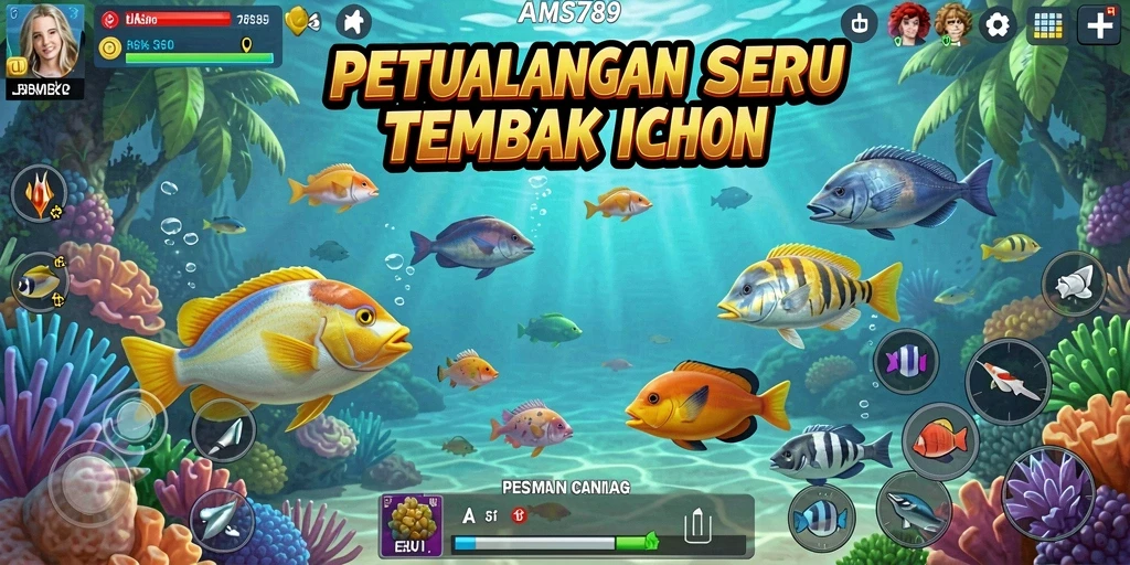 Screenshot gameplay AMS789 menampilkan aksi seru menangkap ikan.