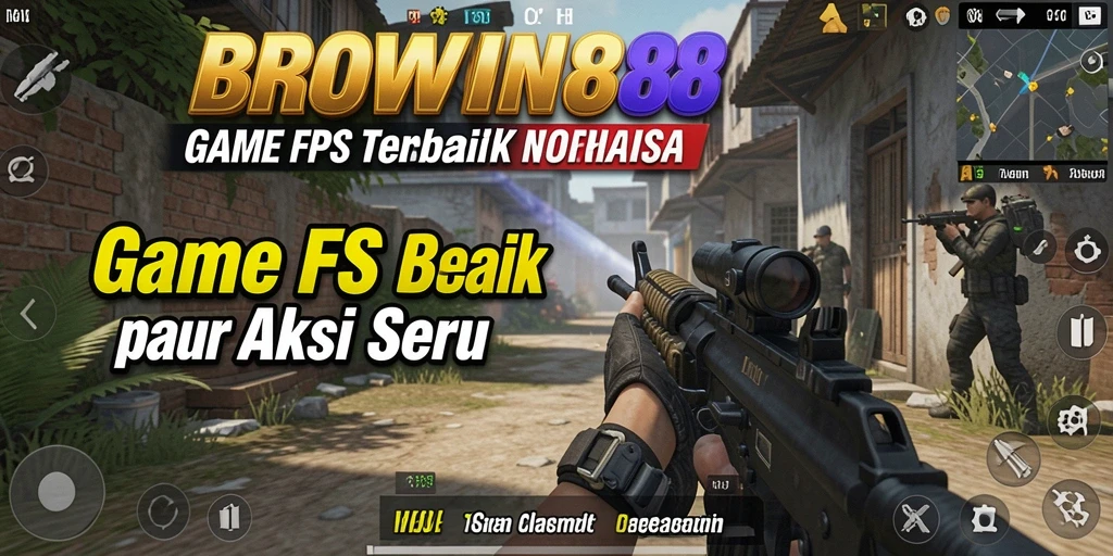 Tangkapan layar gameplay BROWIN88 menampilkan aksi seru dalam pertempuran FPS.