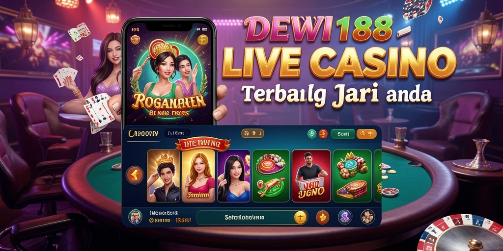Screenshot DEWI188 menampilkan dealer langsung yang melayani pemain dalam permainan kasino.