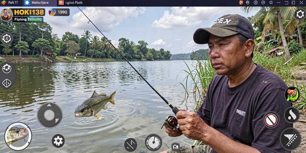 Screenshot menampilkan gameplay HOKI138 dengan aksi memancing yang mendebarkan.