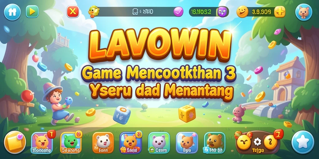 Tampilan gameplay LAVOWIN dengan kombinasi ikon Match-3 yang menantang.