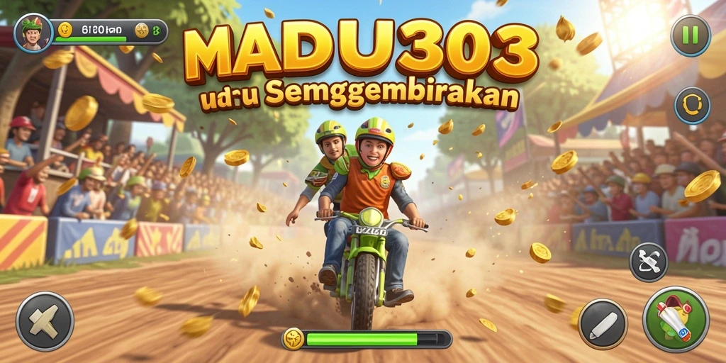 Tampilan gameplay MADU303 yang mendebarkan dan penuh aksi balapan.