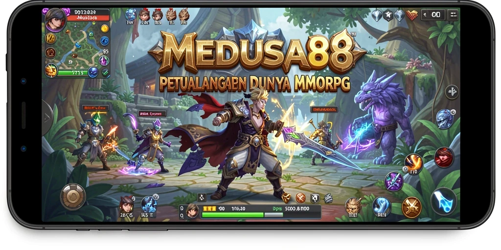 Screenshot gameplay MEDUSA88 menampilkan pertarungan epik dalam dunia MMORPG.