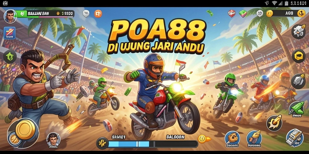Tangkapan layar gameplay POA88 yang menunjukkan balapan seru di trek yang menantang.