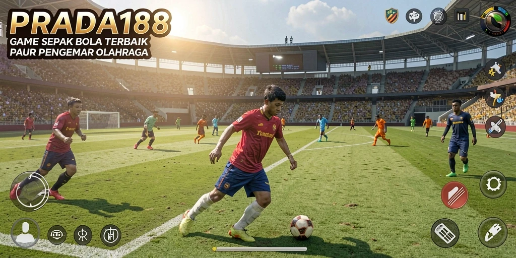 Tangkapan layar PRADA188 menampilkan aksi seru di lapangan sepak bola.