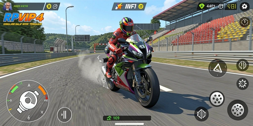 Gameplay seru RPVIP4 dengan motor balap yang menegangkan.