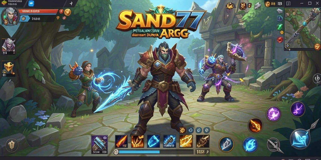 Screenshot gameplay SAND77 dengan aksi ARPG yang mendebarkan.