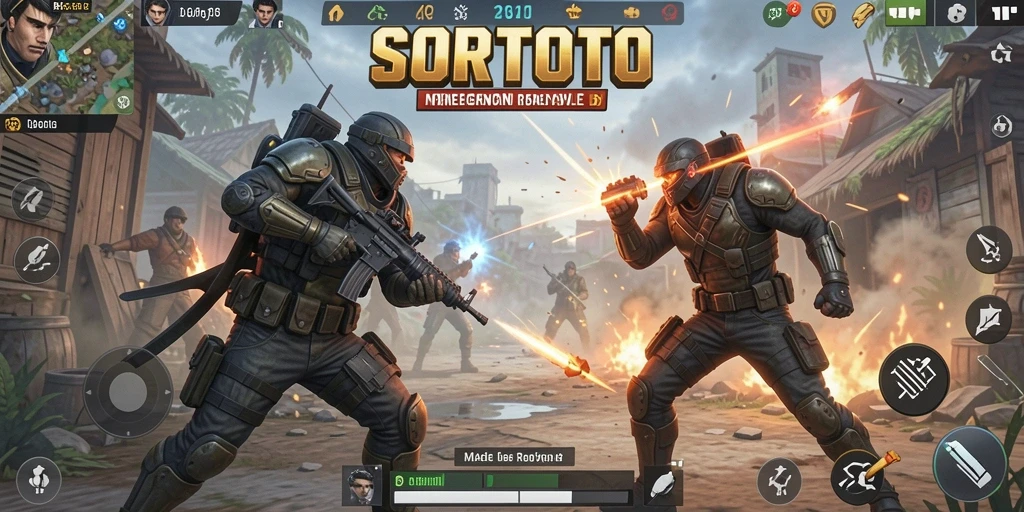 Screenshot gameplay SORTOTO yang menegangkan di arena Battle Royale.